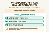 Ważna informacja dla mieszkańców dotycząca płatności na rachunki bankowe Gminy Wilkowice