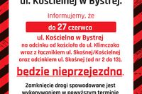 Utrudnienia na ul. Kościelnej w Bystrej – nakładka asfaltowa do piątku (27.06)