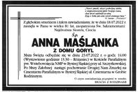 Ostatnie pożegnanie Śp. Anny Maślanki