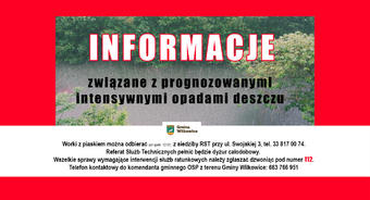 UWAGA! Intensywne opady deszczu – odbierz worki z piaskiem i zgłaszaj zagrożenia!